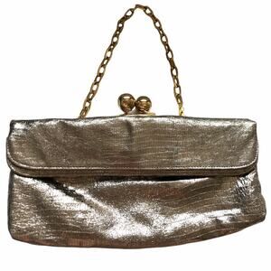 Sondra Roberts Clutch Bag Kisslock Chain Strap GUC